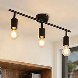 NETTLIFE 3 spots de plafond noir - lampe industrielle E27 vintage pivotante à 350° pour cuisine salon chambre sans ampoule