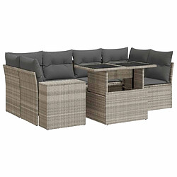 vidaXL Salon de jardin avec coussins 7 pcs gris clair résine tressée