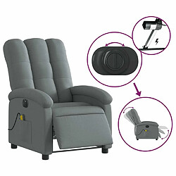 Maison Chic Fauteuil Relax pour salon, Fauteuil inclinable de massage électrique gris foncé tissu -GKD18517 pas cher