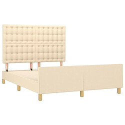 Acheter Maison Chic Lit adulte - Cadre Structure de lit avec tête de lit Contemporain Crème 140x190 cm Tissu -MN22614