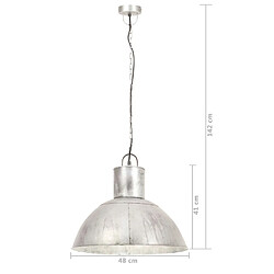 vidaXL Lampe suspendue 25 W Argenté Rond 48 cm E27 pas cher