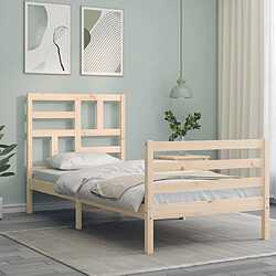 Avis Maison Chic Cadre/structure de lit avec tête de lit pour adulte - Lit Moderne Chambre petit simple bois massif -MN17917