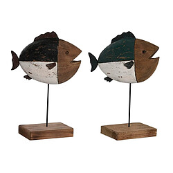 Figurine Décorative DKD Home Decor Naturel Multicouleur Poisson (18 x 8 x 26 cm) (2 Unités)