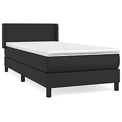 vidaXL Sommier à lattes de lit avec matelas Noir 90x190 cm Similicuir