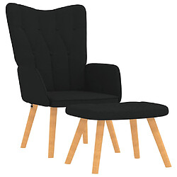 vidaXL Chaise de relaxation avec tabouret Noir Tissu