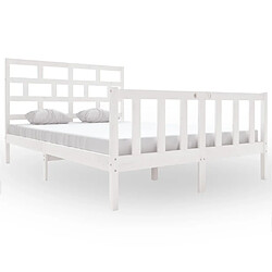 Maison Chic Lit adulte - Lit simple Cadre de lit,Structure du lit Contemporain Blanc Bois de pin massif 150x200 cm Très grand -MN53856