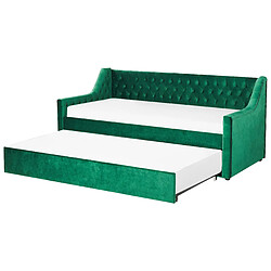 Beliani Lit gigogne en velours vert 90 x 200 cm MONTARGIS