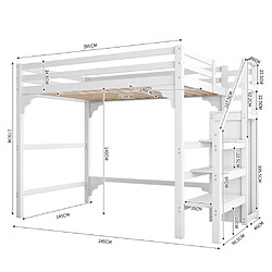 Avis ComfortXL Lit Pour Enfant 140*200 Cm Avec Sommier À Lattes, Escalier À Marches, Blanc