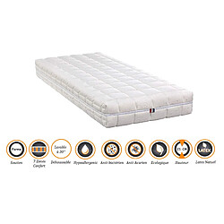 Nuits D'Or Matelas Latex 70% Naturel + Alèse 120x190 x 21 cm Ferme - Déhoussable Housse Lavable - 7 Zones de Confort - Ame Poli Lattex 33 Kg/m3 - Hypoallergénique