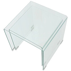 Avis vidaXL Ensemble de tables gigognes 2 Pièces Verre trempé Transparent