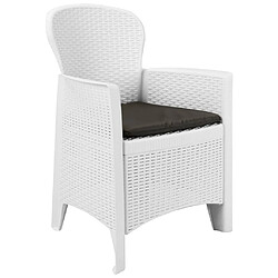 Maison Chic Table de bistro et chaises d'extérieur 3 pcs,Ensemble de bistro de jardin pour relax Plastique Blanc Aspect de rotin -GKD350025