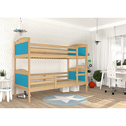 Kids Literie Lit Superposé Mati 90x190 Pin - bleu Livré avec sommiers