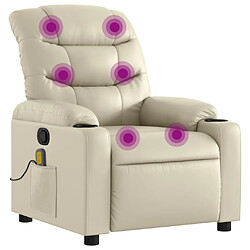 vidaXL Fauteuil inclinable de massage Crème Similicuir