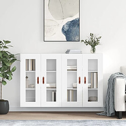 Maison Chic Lot de 2 Armoires murales,Meuble de Rangement,Armoire Suspendue blanc brillant bois d'ingénierie -MN33877