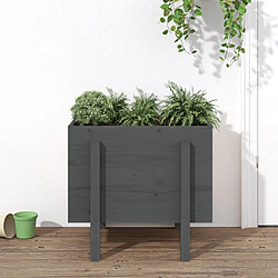 Maison Chic Jardinière,Bac à fleurs - pot de fleur gris 62x50x57 cm bois massif de pin -GKD86533