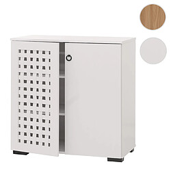 Mendler Commode HWC-N87, Buffet Armoire Buffet, design 3D tressé 2 portes 3 compartiments de rangement Soft-Close, 82x80x37cm ~ blanc