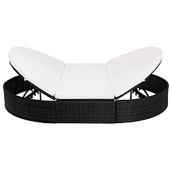 vidaXL Lit de repos d'extérieur avec coussin Résine tressée Noir