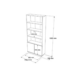 Acheter Vente-Unique Bibliothèque avec 2 portes et 4 niches - Anthracite et naturel - LOTULA