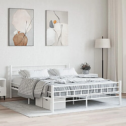 vidaXL Cadre de lit et tête de lit sans matelas blanc 160x200 cm métal