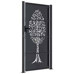 Avis vidaXL Portail de jardin anthracite 105x205cm acier conception d'arbre