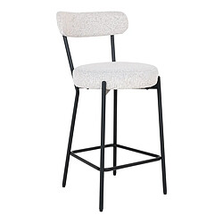 EPIKASA Tabouret Haut Badalona, Blanc, Polyester, 46x39x90 cm