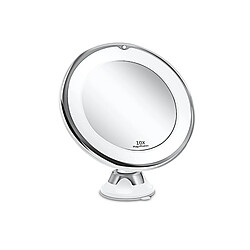 Universal Miroir de salle de bain 10x commode de maquillage avec une lumière LED dans la salle de bains, main dans la main pour agrandir le maquillage miroir(Argent)