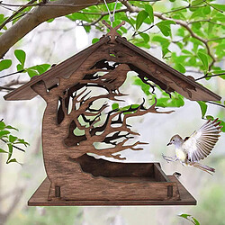 Mangeoire à Oiseaux en bois Décoratif Jardin Suspendu Nichoir Mangeoire pour les petits oiseaux, naturel Sauvage Oiseaux Swing Jouet Décoration de pas cher