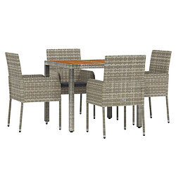 Avis Salle à manger de jardin 5 pcs,Table et chaise à dîner avec coussins Gris -MN62286