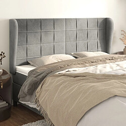 Maison Chic Tête de lit scandinave avec oreilles,meuble de chambre Gris clair 183x23x118/128 cm Velours -MN42416