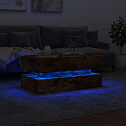 Maison Chic Table basse pour salon | Table à café avec lumières LED chêne fumé 90x50x40 cm -GKD34497 pas cher