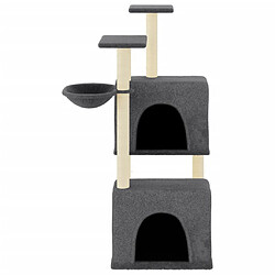 Helloshop26 Arbre à chat meuble tour grimper jouet grattage grattoir escalade plateforme avec griffoirs en sisal foncé 122 cm gris 02_0022650