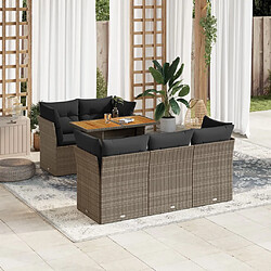 vidaXL Salon de jardin 6 pcs avec coussins gris résine tressée