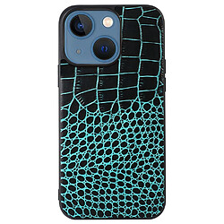 Coque en cuir véritable anti-rayures, texture crocodile vert pour votre iPhone 13 mini 5.4 pouces