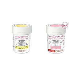 Scrapcooking 2 colorants alimentaires en poudre - rose poudré-jaune pastel