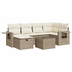 vidaXL Salon de jardin avec coussins 7 pcs beige résine tressée