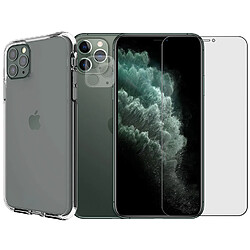 Protection intégrale Verre Trempé pour iPhone 11 Pro Max + Verre Trempé Caméra Arrière+Coque souple silicone transparente-Visiodirect-