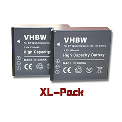 vhbw 2x Li-Ion batterie 1100mAh (3.6V) pour appareil numérique camescope Samsung HMX-M20, HMX-Q10, HMX-Q100, HMX-Q100BN, HMX-Q100BP, HMX-Q100TN