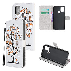 Etui en PU impression de motif de texture croisée animaux sur arbre pour votre Samsung Galaxy A21s