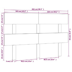 vidaXL Tête de lit 204x3x81 cm Bois massif de pin pas cher