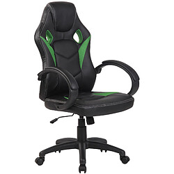 Decoshop26 Fauteuil de bureau chaise gaming forme ergonomique en PVC vert et plastique 10_0002759