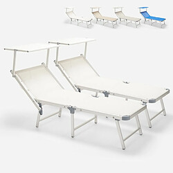 Beach And Garden Design 2 transats chaises de plage pliantes en aluminium Gabicce Gold