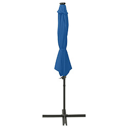 Helloshop26 Parasol meuble de jardin déporté avec mât et lumières led 300 cm bleu azur 02_0008519