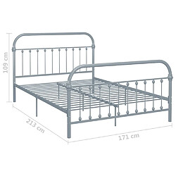 vidaXL Cadre de lit sans matelas gris métal 160x200 cm pas cher