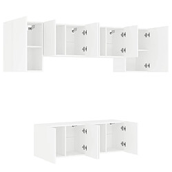 Avis vidaXL Unités murales TV 6 pcs blanc bois d'ingénierie