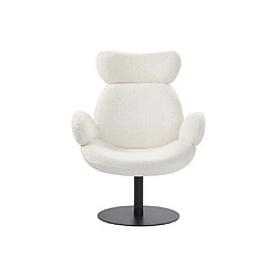 Vente-Unique Fauteuil pivotant en tissu bouclette blanc ATORCO