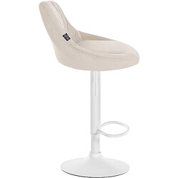 Avis Decoshop26 Tabouret de bar en velours crème coutures décoratives pivotant support métal blanc TDB10660