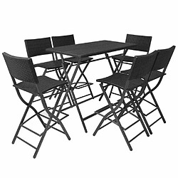 Maison Chic Mobilier à dîner pliable jardin 7 pcs- Ensemble table et chaises d'extérieur - Salon/Mobilier de jardin classique Acier Résine tressée Noir -MN53675