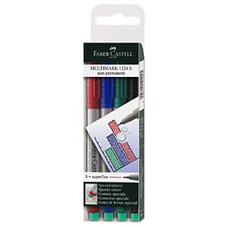 Faber-Castell Lot de 4 marqueurs pour CD MULTIMARK solubles dans l'eau pointe env 0,4 mm (Différents coloris) (Import Allemagne)