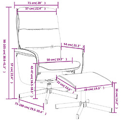 vidaXL Fauteuil inclinable avec repose-pied gris clair tissu pas cher