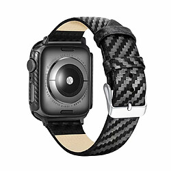 Wewoo Bracelet en fibre de carbone et cuir véritable pour Apple Watch série 4 40 mm pas cher